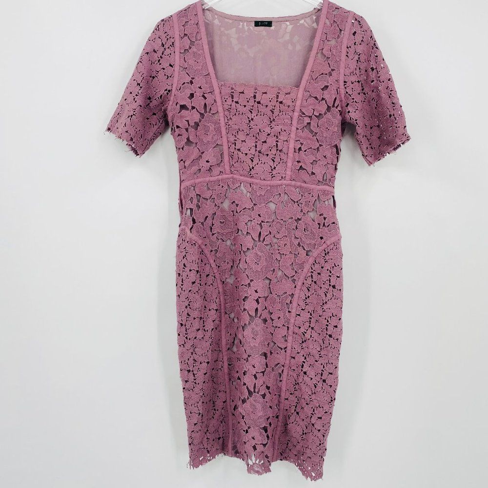 J. Crew Lilac Purple Lace Square Neck Midi Pencil Sample Dress. Size 2